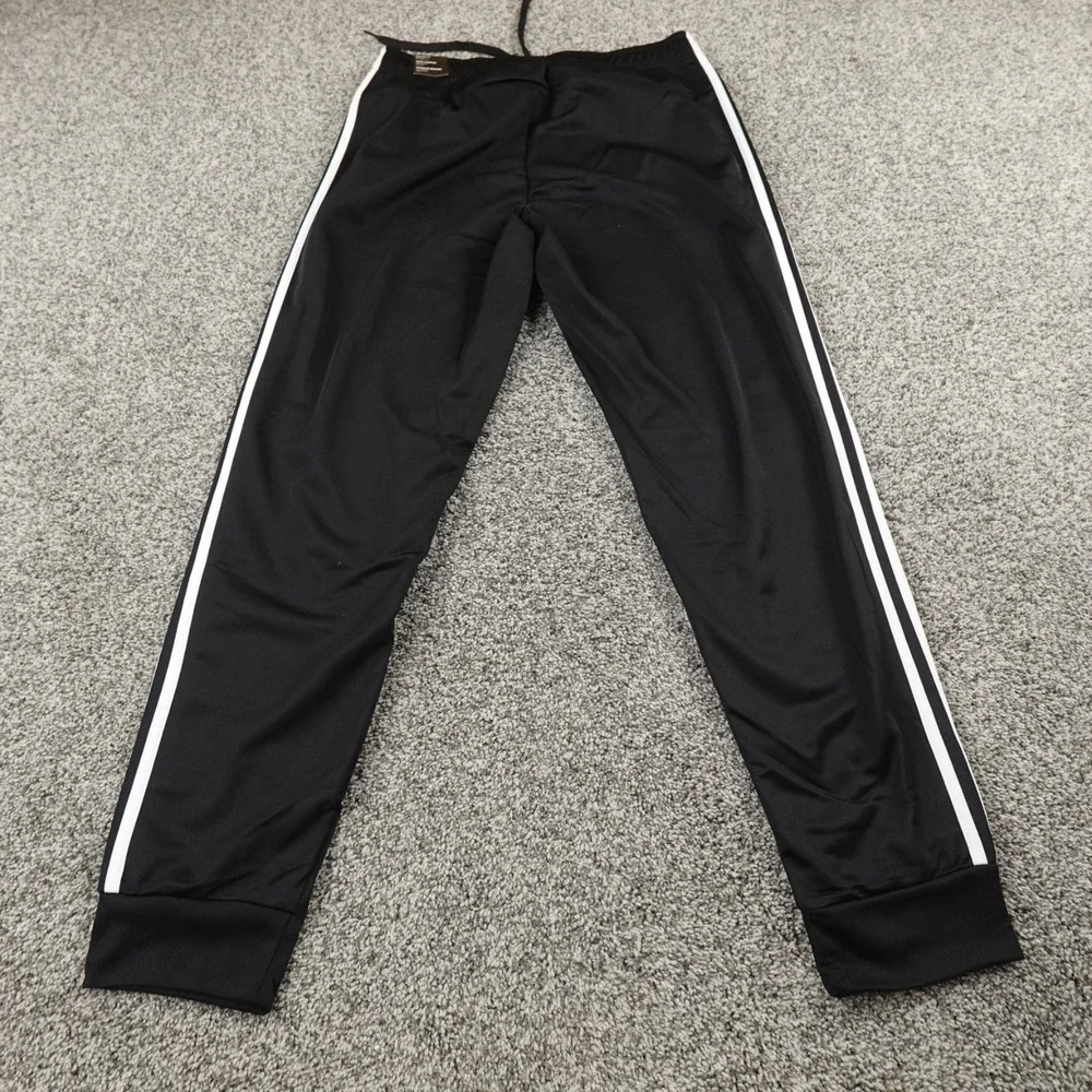 NEW Adidas Pants Mens M Black Track Warm Up Drawstring Jogger Sweatpants Run Gym